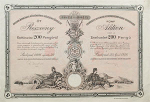 Magyar Általános Kőszénbánya Részvénytársaság 5x200 pengő 1926