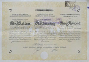 Urikny-Zsilvlgyi Magyar Ksznbnya Rszvnytrsasg rszvny 5x5000 korona 1923
