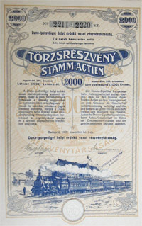 Duna-Ipolyvlgyi Helyi rdek Vast Rszvnytrsasg trzsrszvny 2000 korona 1907