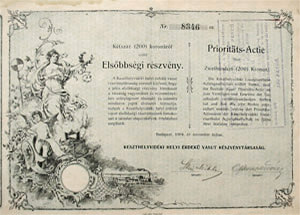 Keszthelyvidki Helyi rdek Vast Rszvnytrsasg elsbbsgi rszvny 200 korona 1904