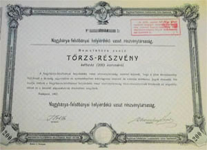 Nagybnya-Felsbnyai Helyi rdek Vast Rszvnytrsasg trzsrszvny 200 korona 1907
