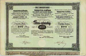 Vinkovce-Brkai Helyi rdek Vast Rszvnytrsasg trzs-rszvny 200 forint 1893