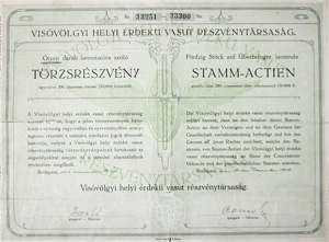 Visvlgyi Helyi rdek Vast Rszvnytrsasg trzsrszvny 50x200 10000 korona 1912