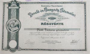 Egyeslt Nagyvradi Lszl s Hunyady Gzmalmi Rszvnytrsasg rszvny 400 korona 1898 Nagyvrad