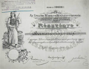 Ungvri Mmalom Rszvnytrsasg rszvny 200 korona 1900 Ungvr