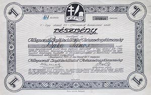Kzponti Sajtvllalat Rszvnytrsasg rszvny 25 korona 1920