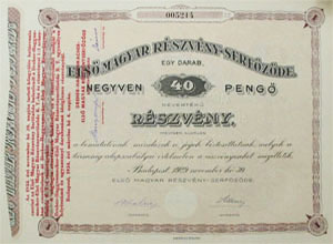 Els Magyar Rszvny-Serfzde Rszvnytrsasg rszvny 40 peng 1929