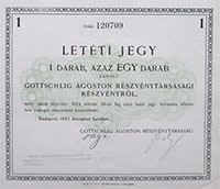 Gottschlig goston Rszvnytrsasg rszvny letti jegy 1x 1923