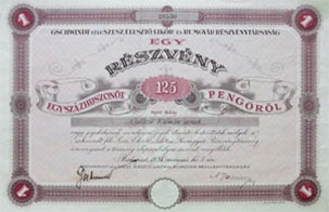 Gschwindt-fle Szesz-, leszt-, Likr- s Rumgyr  Rszvnytrsasg 125 peng 1934