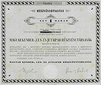 Magyar Kender-, Len- s Jutaipar Rszvnytrsasg rszvnyutalvny 40 peng 1946
