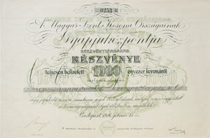 Magyar Szent Korona Orszgainak Gyapjkzpontja  Rszvnytrsasg 1000 korona 1916