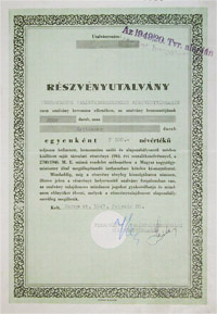 Ferroglobus Vasárukereskedelmi Részvénytársaság részvényutalvány 2000x100 200000 pengő 1947