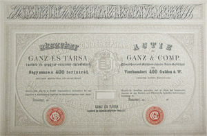 Ganz s Trsa Vasnt s Gpgyr Rszvnytrsulat rszvny 400 forint