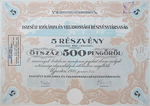 Egyeslt Izzlmpa s Villamossgi Rszvnytrsasg 5x100 peng 1946
